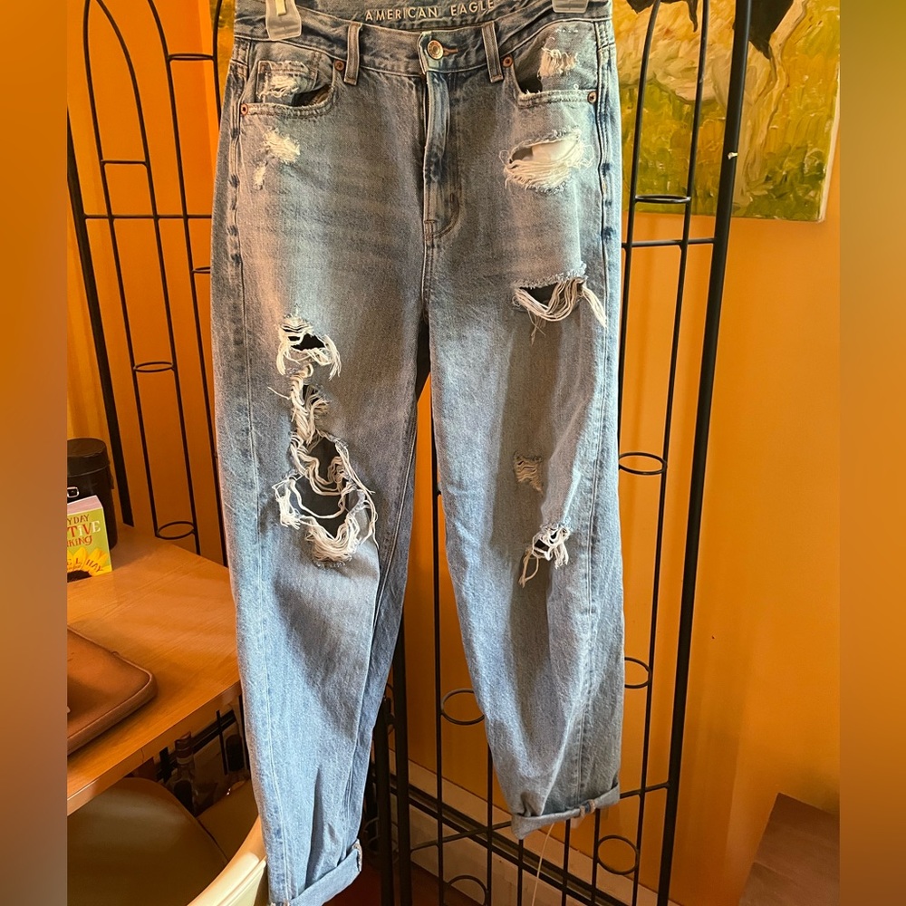 American Eagle Ripped Mom Jeans Size 0 Regular